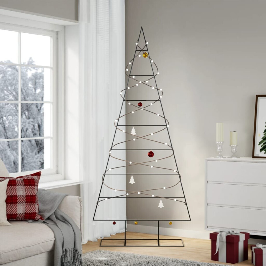 vidaXL Kerstdecoratie kerstboom 210 cm metaal zwart afbeelding 1