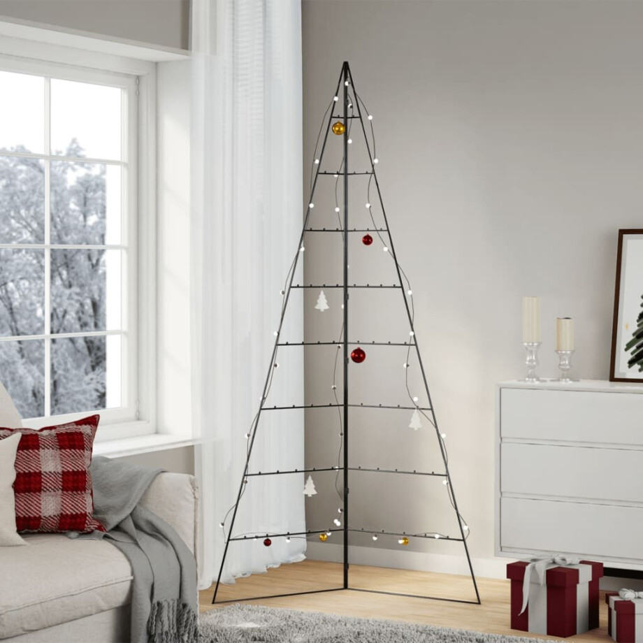 vidaXL Kerstdecoratie kerstboom 210 cm metaal zwart afbeelding 1
