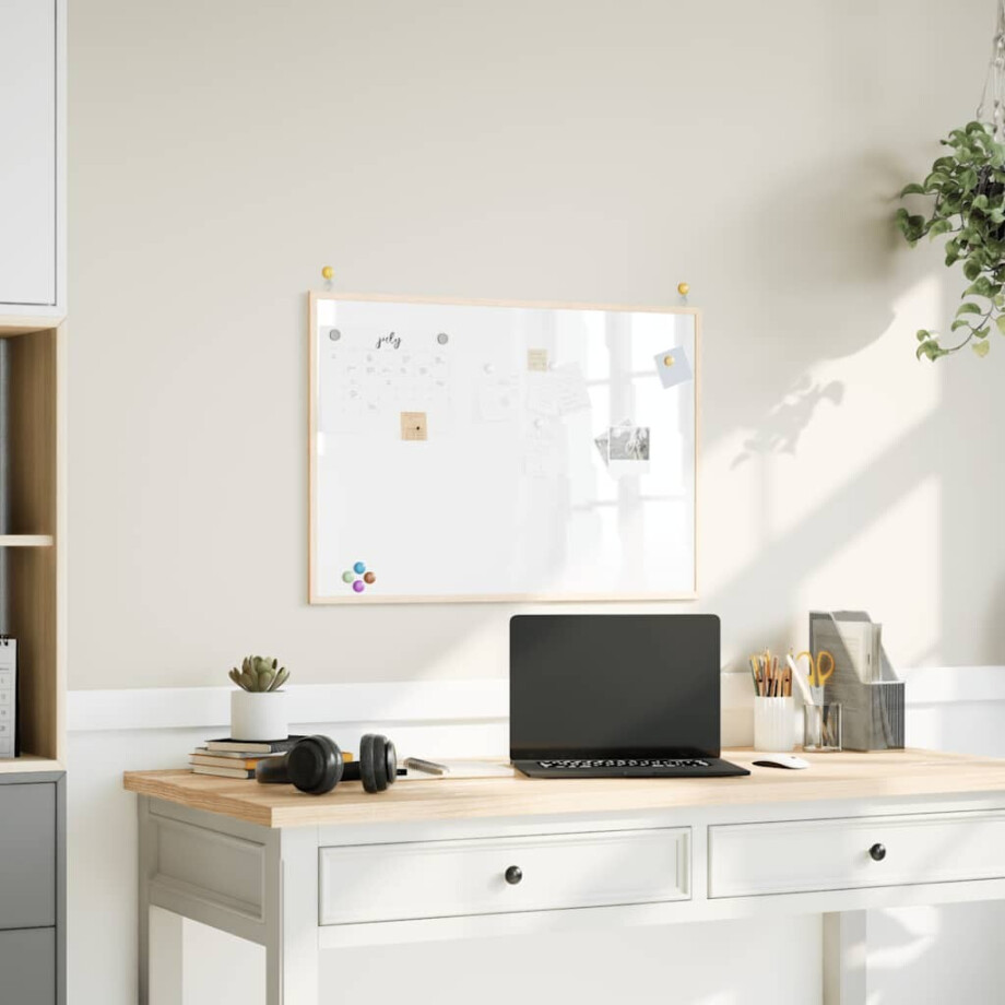 vidaXL Magnetisch whiteboard met massief grenenhouten frame 80x55 cm vidaXL Magnetisch whiteboard met massief grenenhouten frame 80x55 cm afbeelding