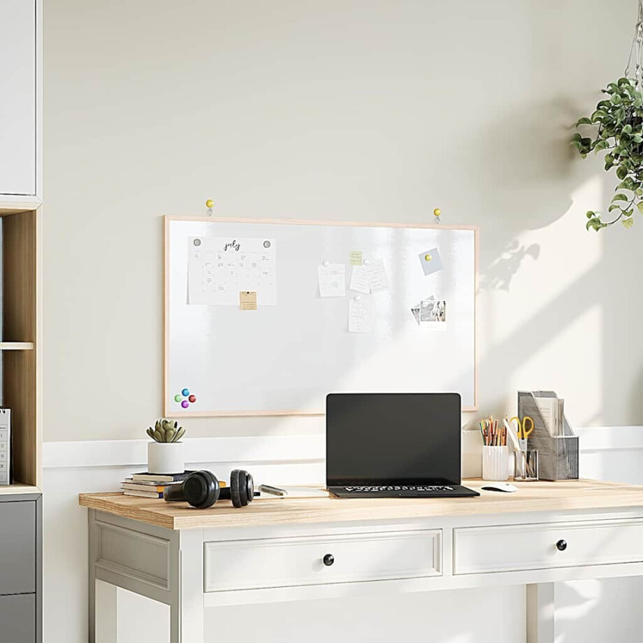 vidaXL Magnetisch whiteboard met massief grenenhouten frame 100x55 cm afbeelding 