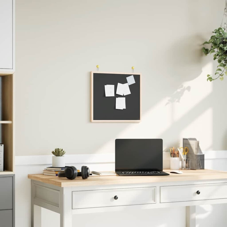 vidaXL Krijtbord met massief grenenhouten lijst 40x40 cm zwart afbeelding 