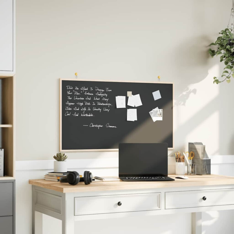 vidaXL Krijtbord met massief grenenhouten frame zwart 100x55 cm vidaXL Krijtbord met massief grenenhouten frame zwart 100x55 cm afbeelding