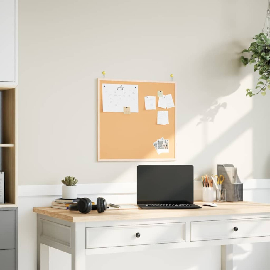 vidaXL Kurkbord met massief grenenhouten frame 60x55 cm afbeelding 