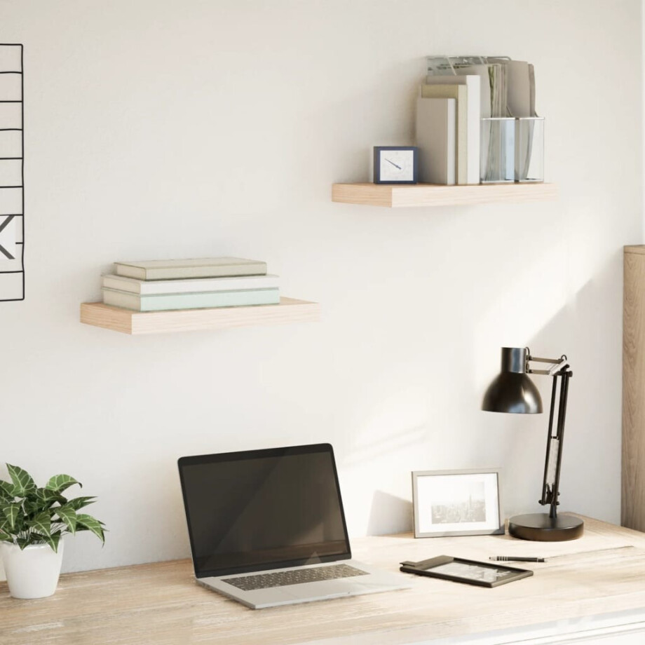 vidaXL Wandschapppen 2 st 40x23,5x4 cm bewerkt hout afbeelding 1