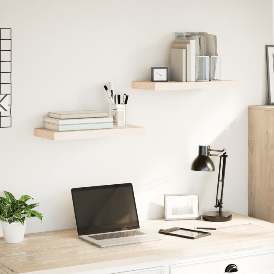 vidaXL Wandschapppen 2 st 50x23,5x4 cm bewerkt hout afbeelding 1