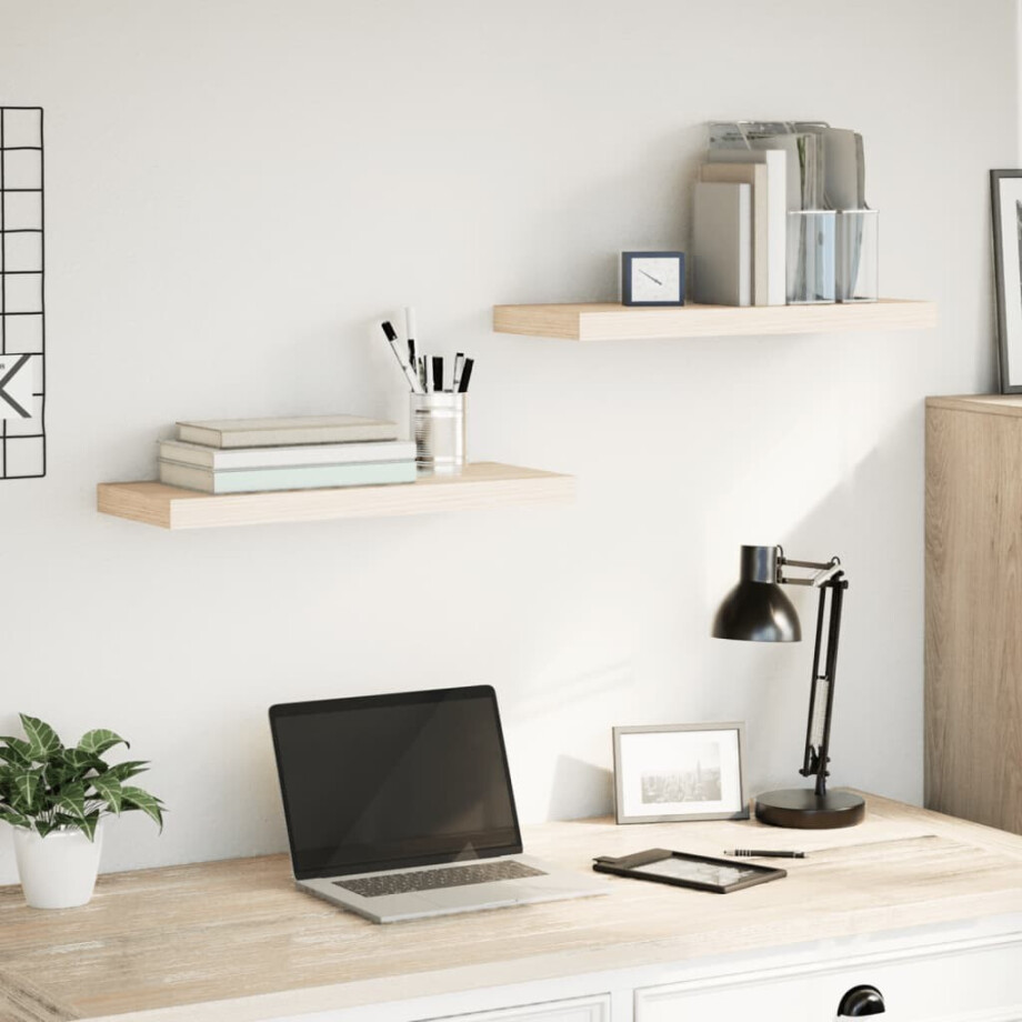 vidaXL Wandschapppen 2 st 60x23,5x4 cm bewerkt hout afbeelding 1