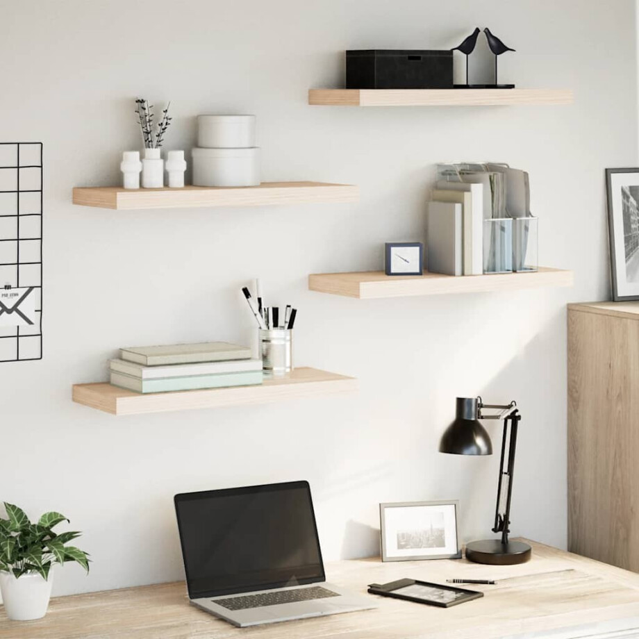 vidaXL Wandschapppen 4 st 60x23,5x4 cm bewerkt hout afbeelding 1