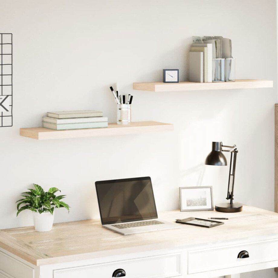 vidaXL Wandschapppen 2 st 80x23,5x4 cm bewerkt hout afbeelding 1