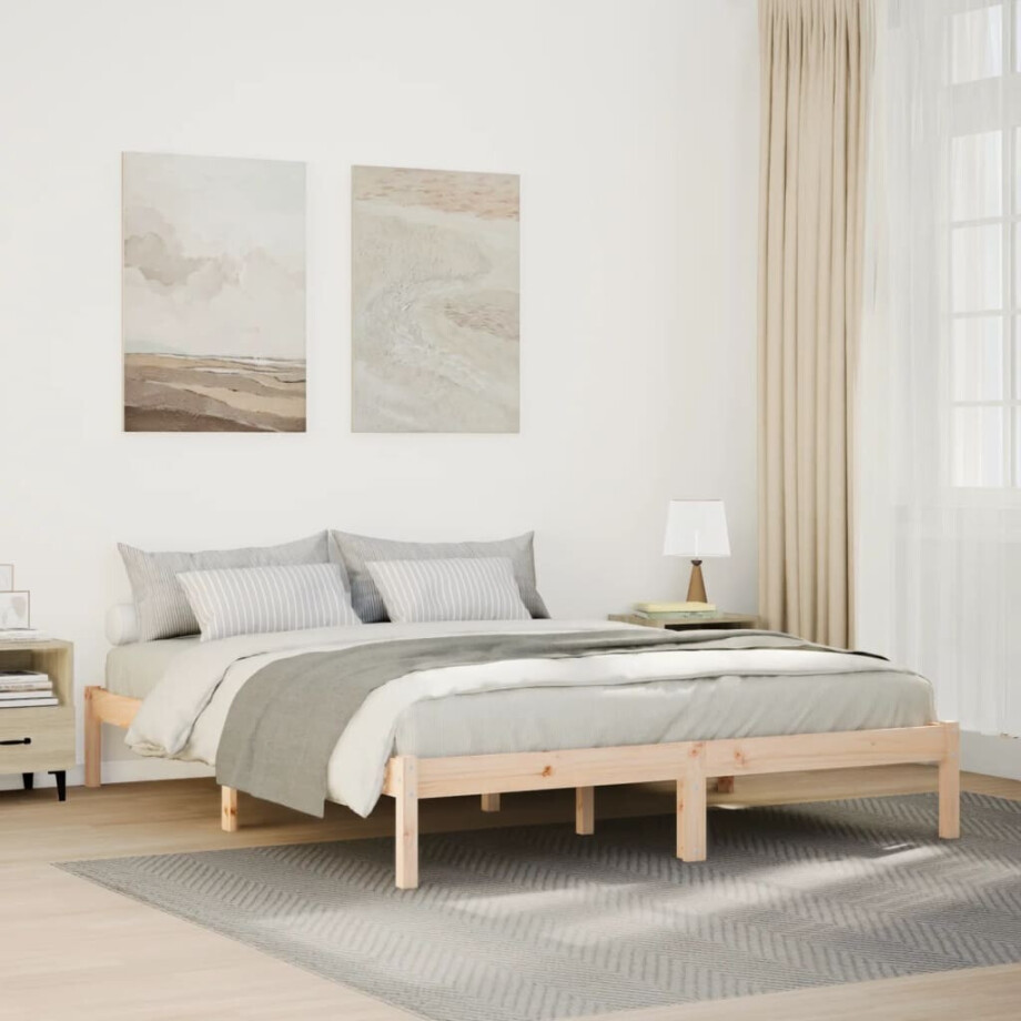 vidaXL Bedframe extra lang zonder matras massief grenenhout 140x210 cm afbeelding 1