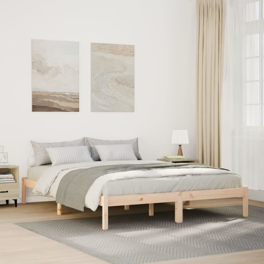 vidaXL Bedframe extra lang zonder matras massief grenenhout 160x210 cm afbeelding 1