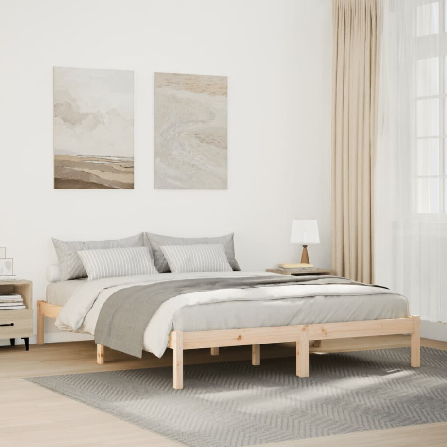 vidaXL Bedframe extra lang zonder matras massief grenenhout 140x220 cm afbeelding 1