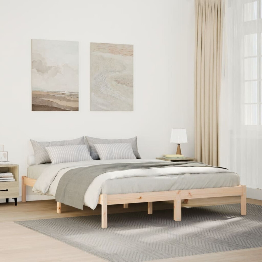 vidaXL Bedframe extra lang zonder matras massief grenenhout 160x220 cm afbeelding 1