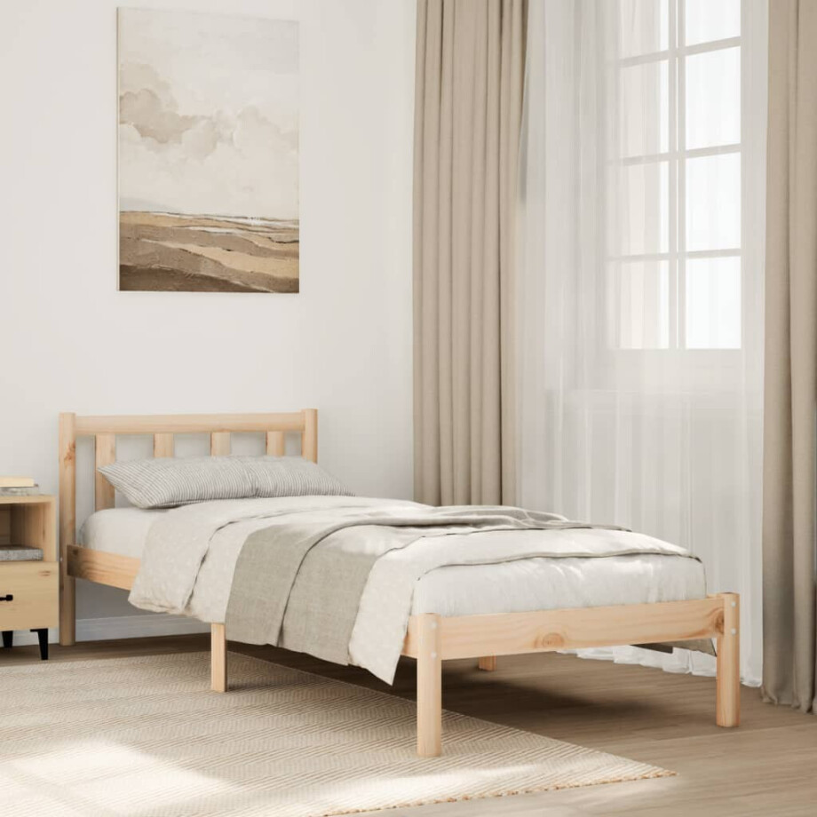 vidaXL Bedframe extra lang zonder matras massief grenenhout 90x210 cm afbeelding 1