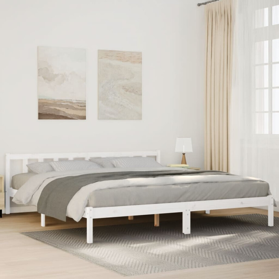 vidaXL Bedframe extra lang zonder matras grenenhout wit 180x210 cm afbeelding 1