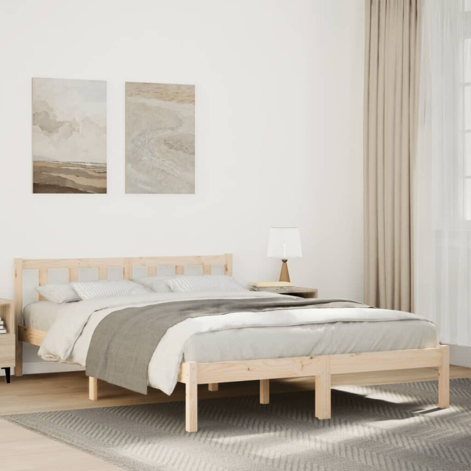 vidaXL Bedframe extra lang zonder matras massief grenenhout 140x220 cm afbeelding 1