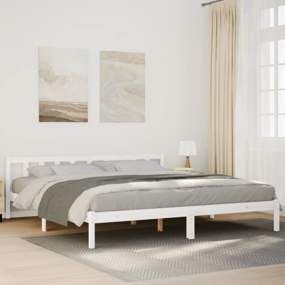 vidaXL Bedframe extra lang zonder matras grenenhout wit 180x220 cm afbeelding 1