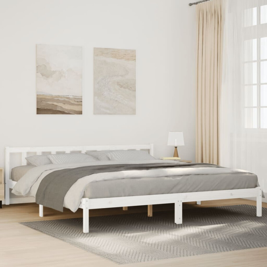 vidaXL Bedframe extra lang zonder matras grenenhout wit 200x220 cm afbeelding 1
