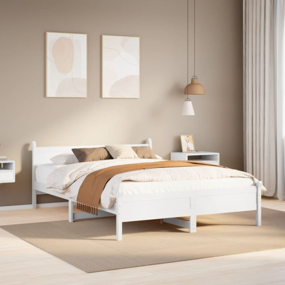 vidaXL Bedframe zonder matras massief grenenhout wit 140x200 cm vidaXL Bedframe zonder matras massief grenenhout wit 140x200 cm afbeelding 1