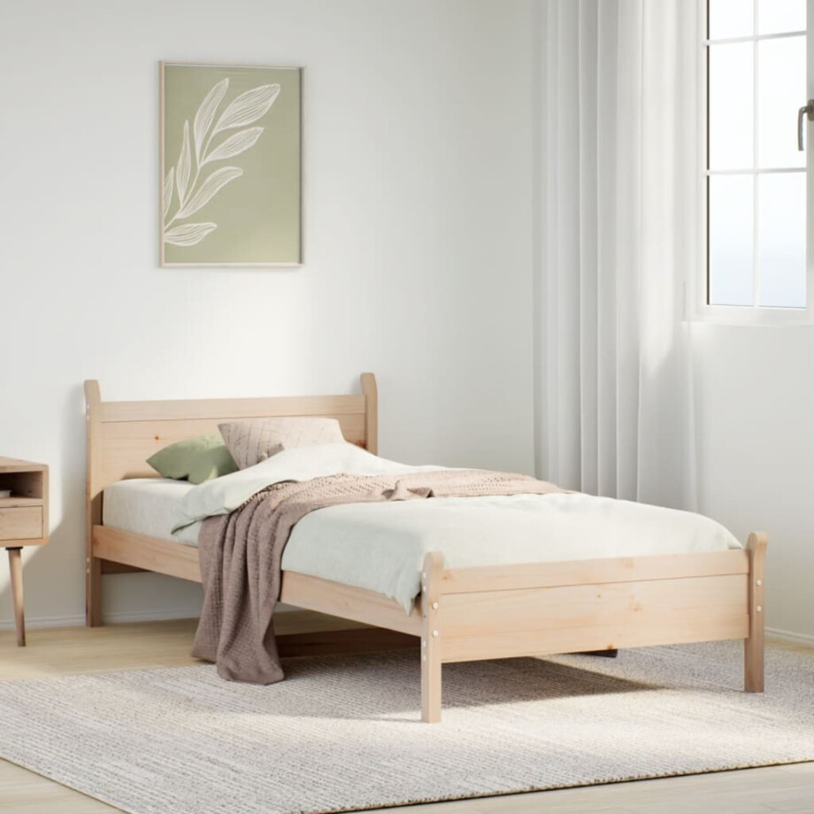 vidaXL Bedframe zonder matras massief grenenhout 90x200 cm afbeelding 1