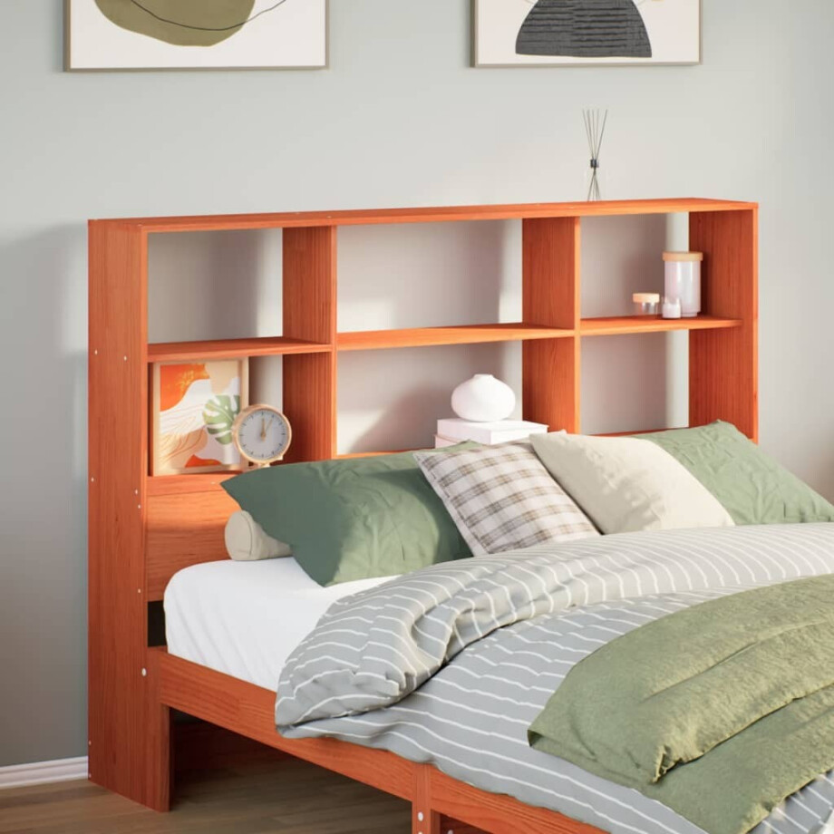 vidaXL Hoofdbord met opbergruimte 120 cm massief grenenhout wasbruin vidaXL Hoofdbord met opbergruimte 120 cm massief grenenhout wasbruin afbeelding 1