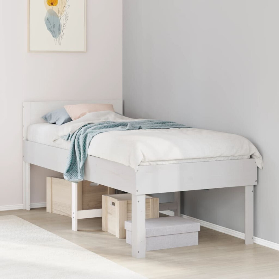 vidaXL Bedframe zonder matras massief grenenhout wit 90x200 cm vidaXL Bedframe zonder matras massief grenenhout wit 90x200 cm afbeelding 1