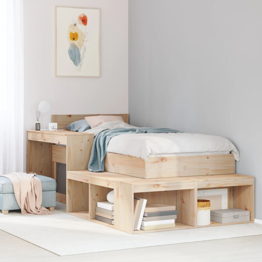 vidaXL Nachtkastje met bureau 232x122x75 cm massief grenenhout afbeelding 1