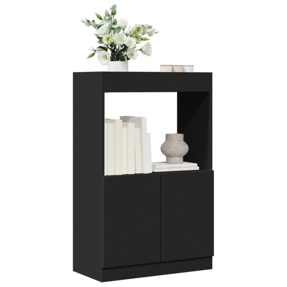 vidaXL Hoge kast 63x33x100 cm bewerkt hout zwart vidaXL Hoge kast 63x33x100 cm bewerkt hout zwart afbeelding 1