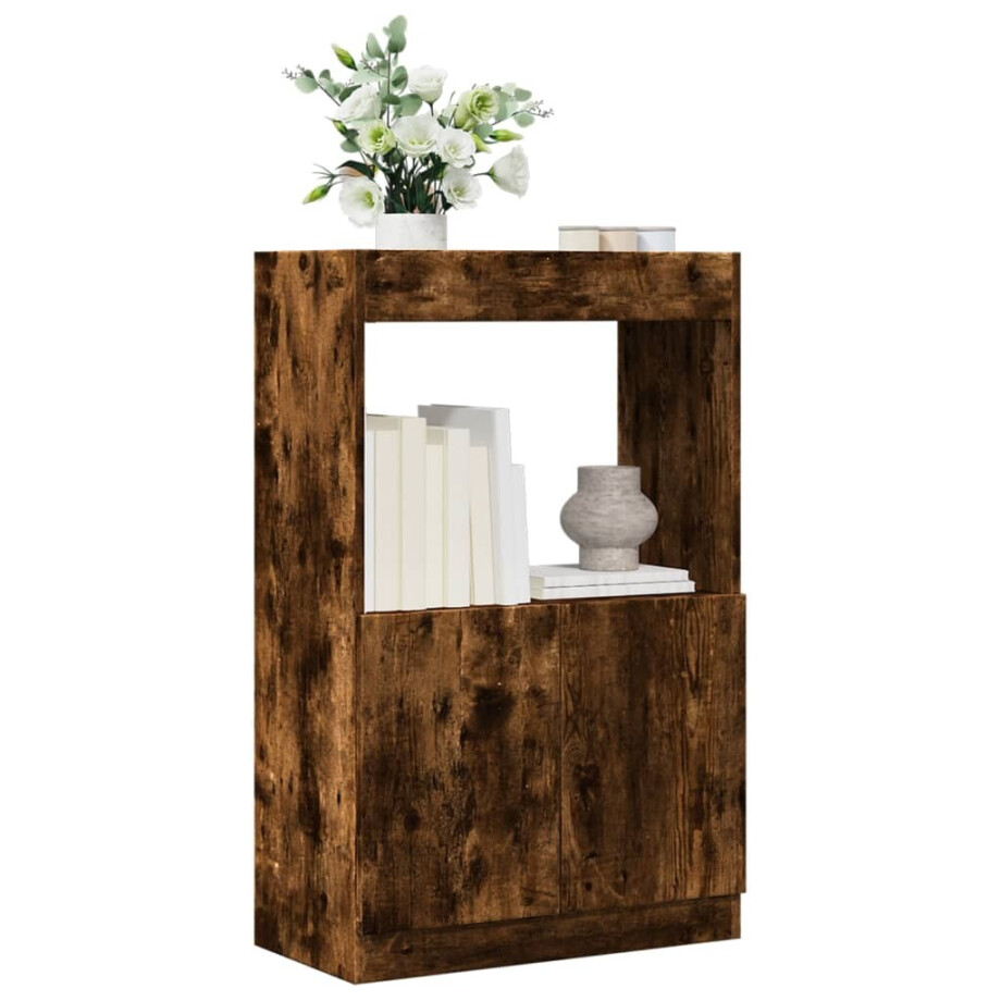 vidaXL Hoge kast 63x33x100 cm bewerkt hout gerookt eikenkleurig afbeelding 1