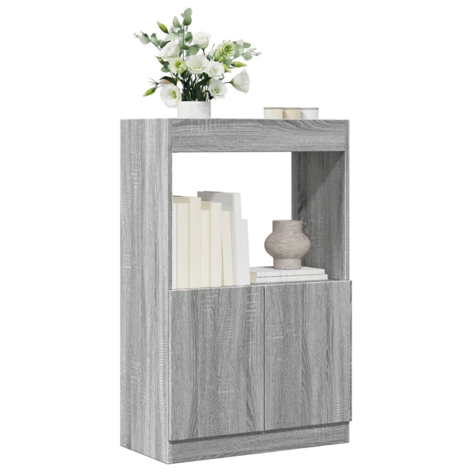 vidaXL Hoge kast 63x33x100 cm bewerkt hout grijs sonoma eikenkleurig afbeelding 1