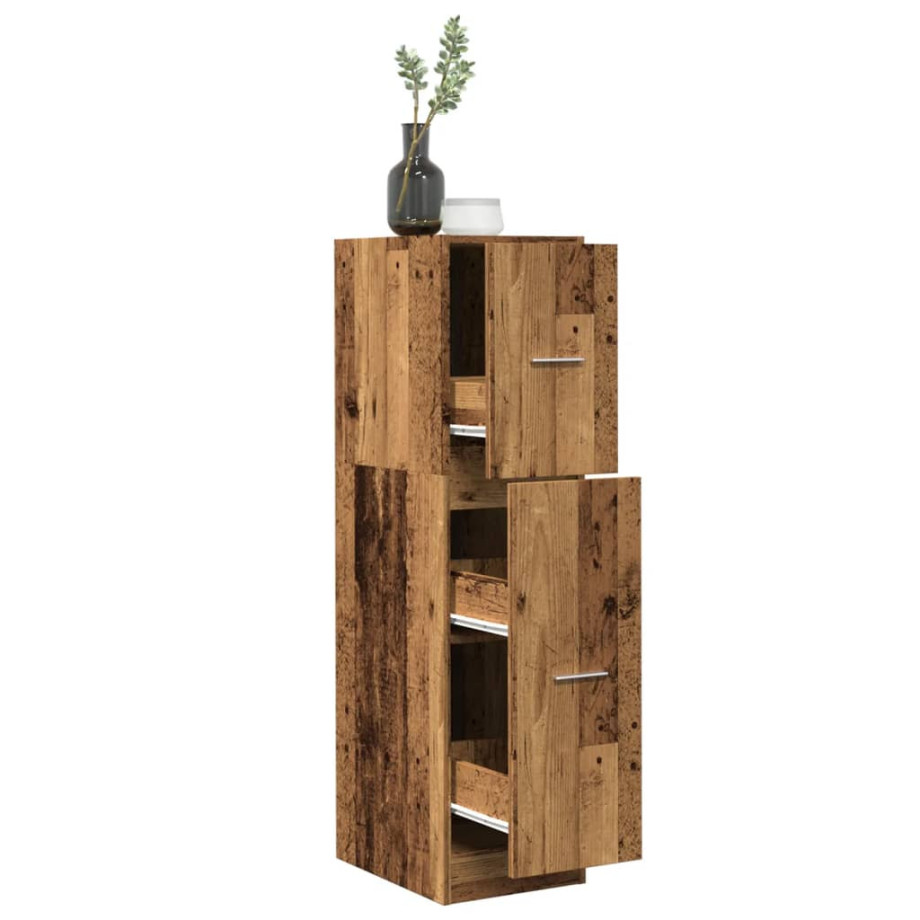 vidaXL Apothekerskast 30x41x118 cm bewerkt hout oud houtkleurig afbeelding 1