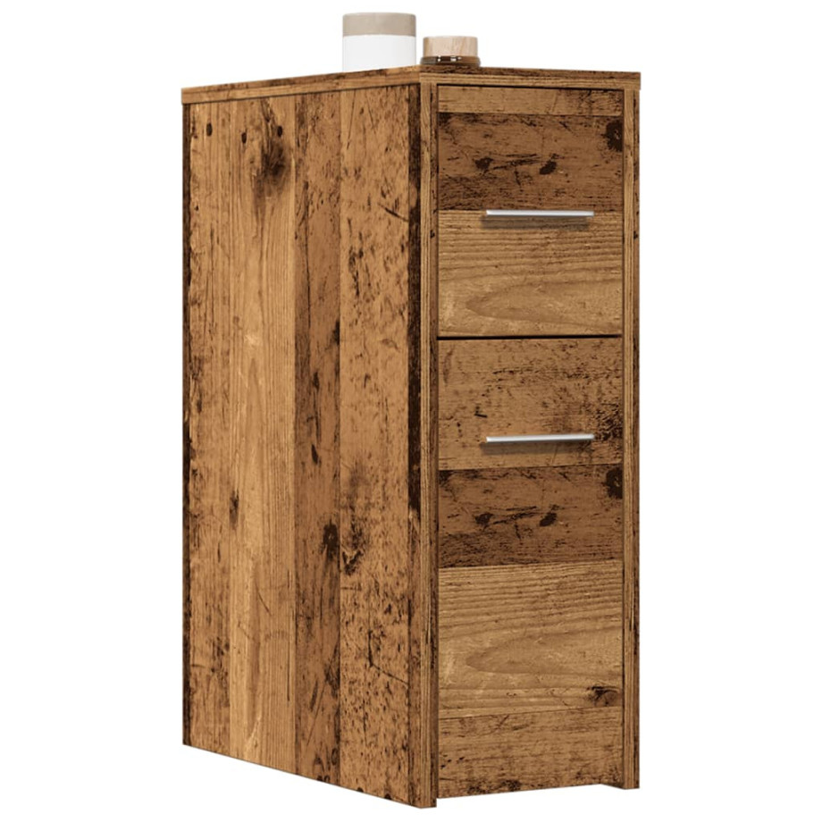vidaXL Badkamerkast smal met wielen bewerkt hout oud houtkleurig afbeelding 1