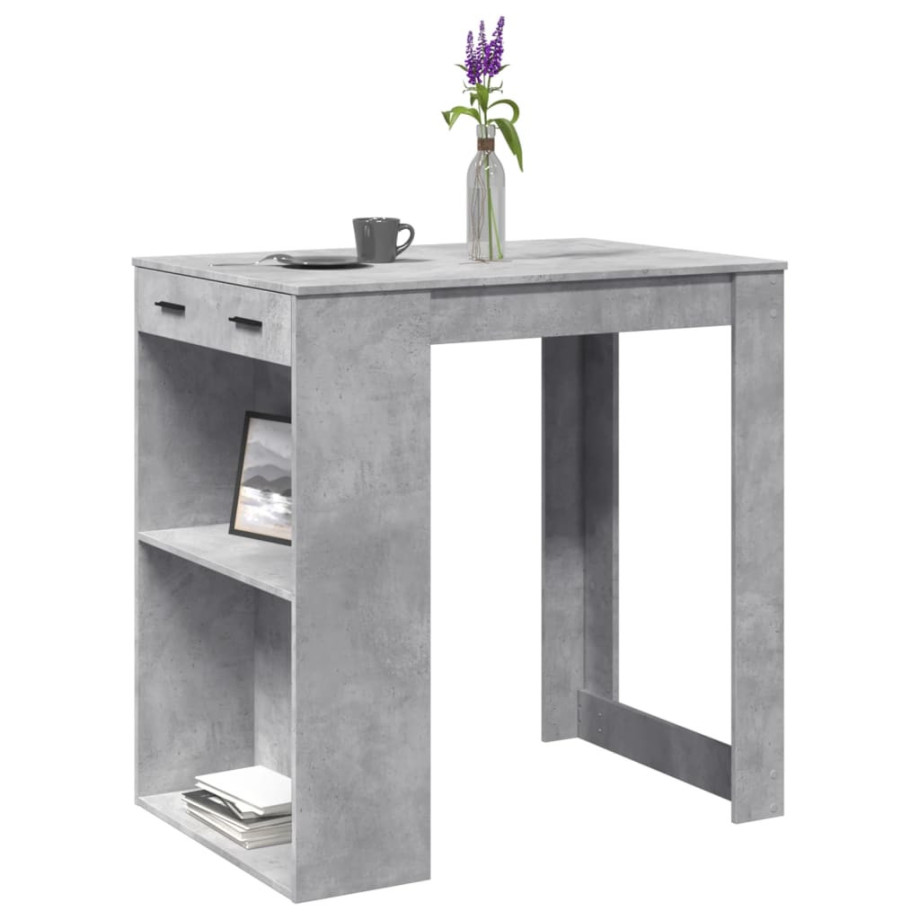 vidaXL Bartafel 102x70x103,5 cm bewerkt hout betongrijs afbeelding 1