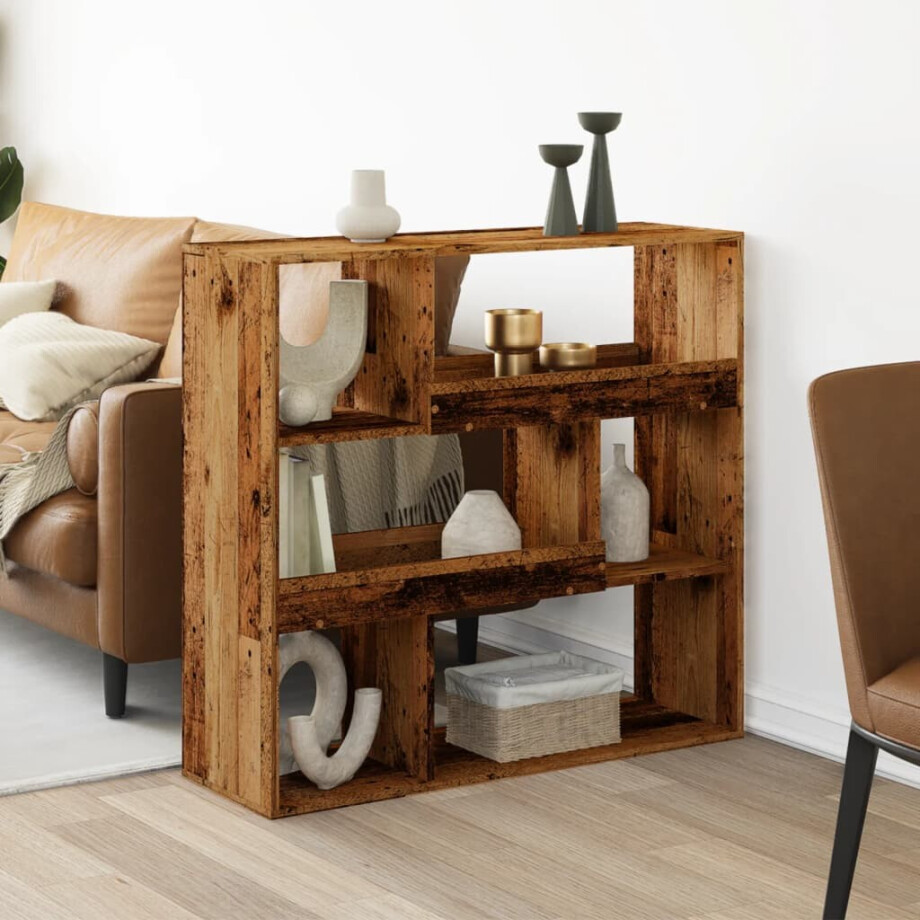 vidaXL Kamerscherm 100x33x94,5 cm bewerkt hout oud houtkleurig afbeelding 1