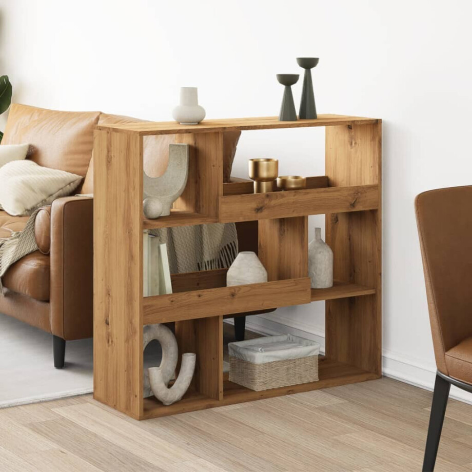 vidaXL Kamerscherm 100x33x94,5 cm bewerkt hout artisanaal eikenkleur afbeelding 1