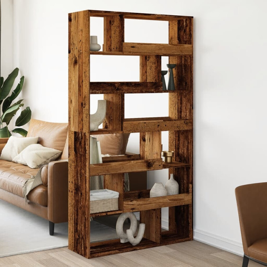vidaXL Kamerscherm 100x33x187,5 cm bewerkt hout oud houtkleurig afbeelding 1