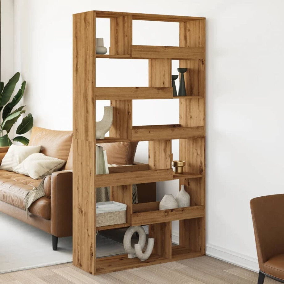 vidaXL Kamerscherm 100x33x187,5 cm bewerkt hout artisanaal eikenkleur afbeelding 1