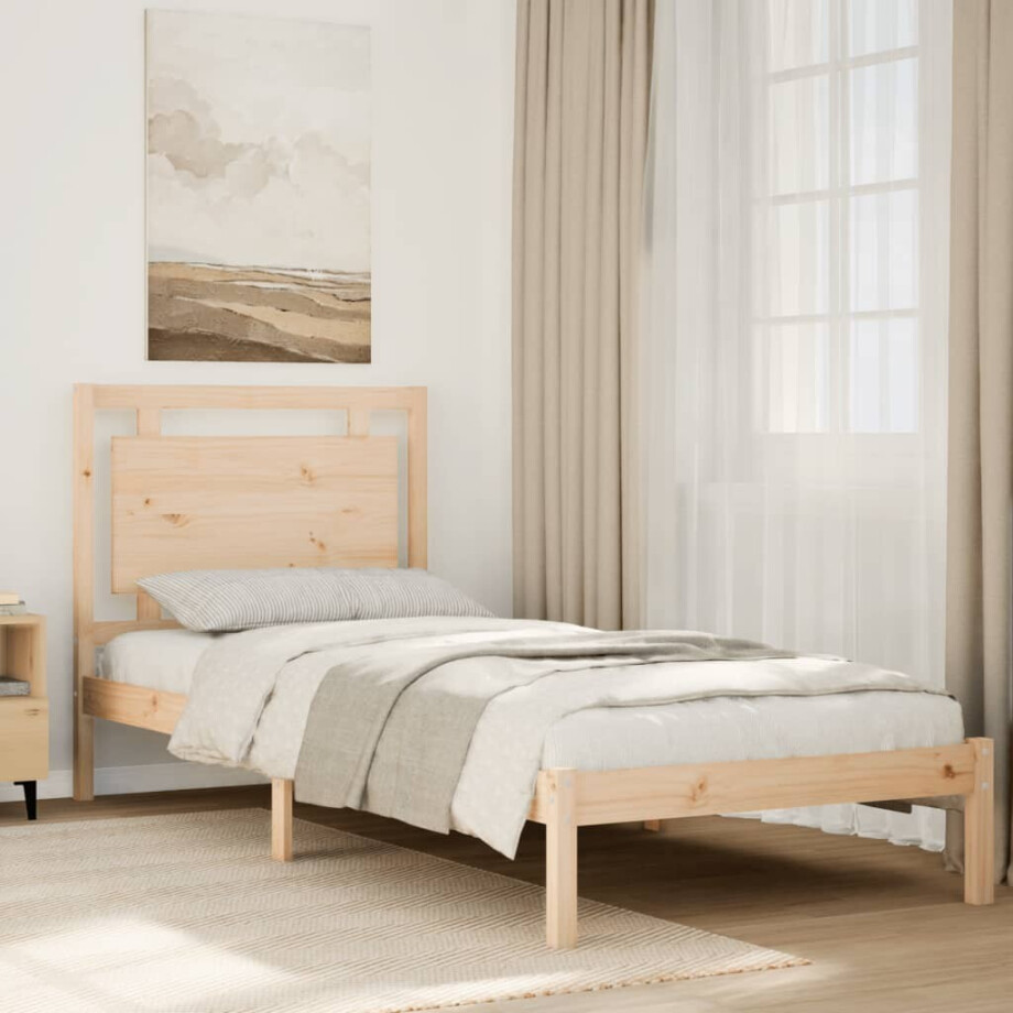 vidaXL Bedframe extra lang zonder matras massief hout 100x210 cm afbeelding 1