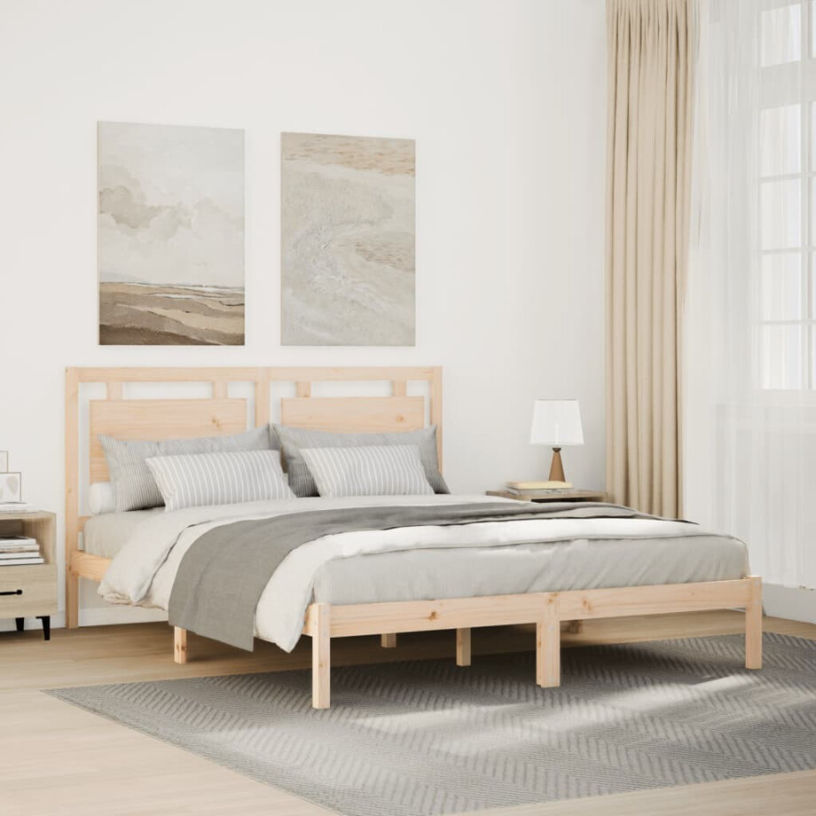 vidaXL Bedframe extra lang zonder matras massief hout 160x220 cm afbeelding 1