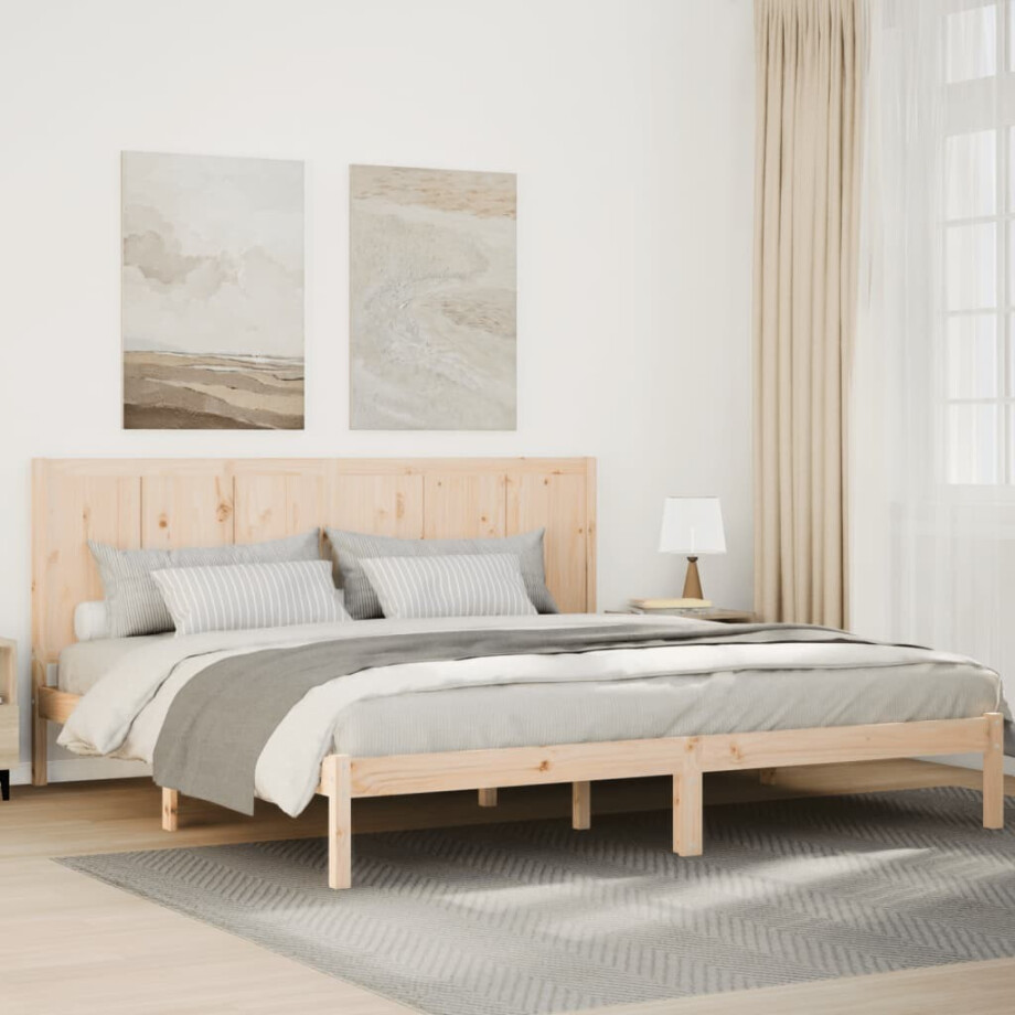 vidaXL Bedframe extra lang zonder matras massief hout 200x210 cm afbeelding 1
