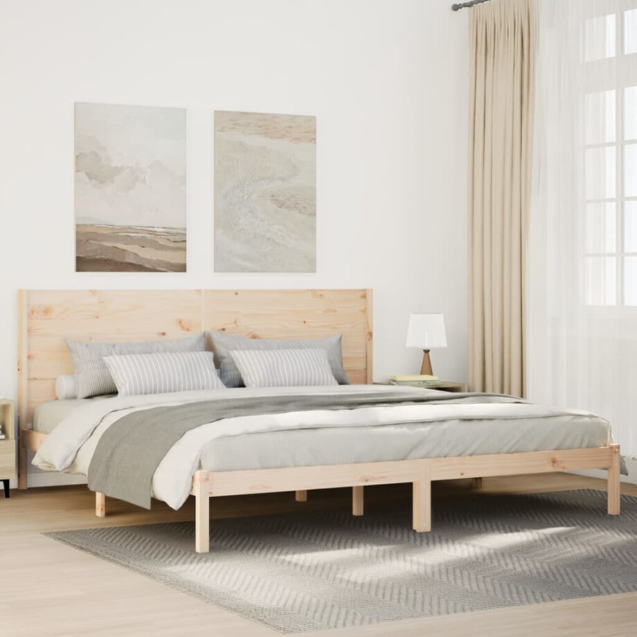 vidaXL Bedframe extra lang zonder matras massief hout 200x220 cm afbeelding 1
