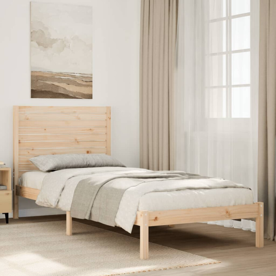 vidaXL Bedframe extra lang zonder matras massief hout 100x210 cm afbeelding 1