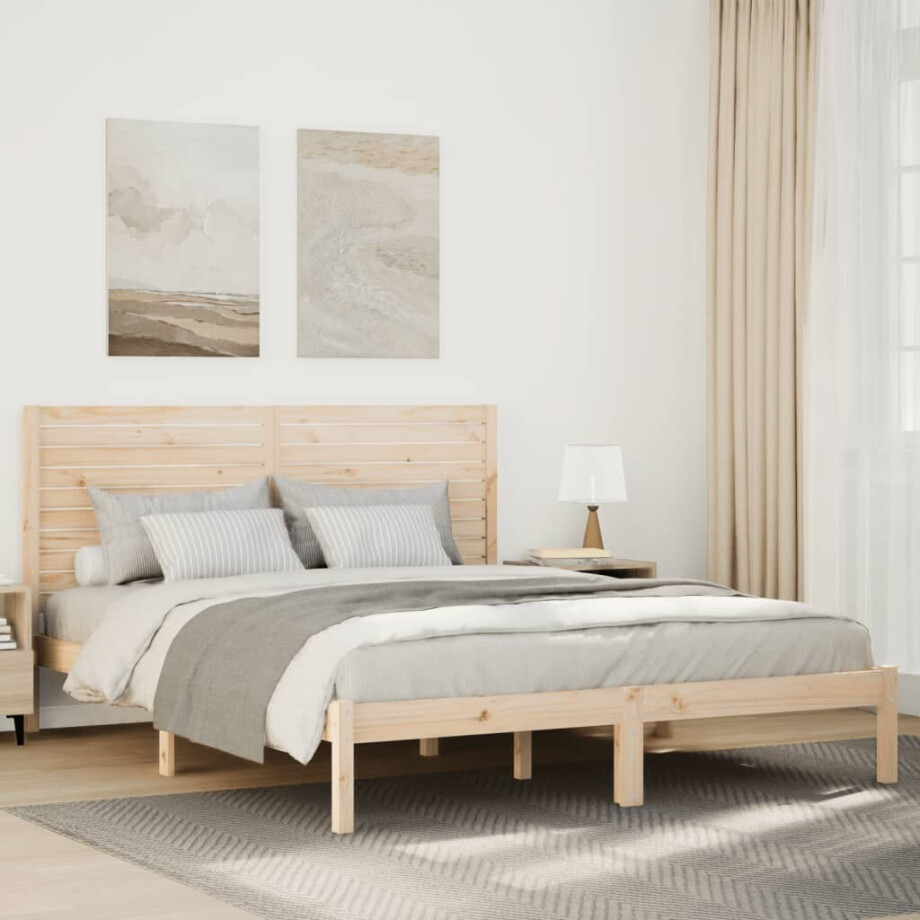 vidaXL Bedframe extra lang zonder matras massief hout 140x210 cm afbeelding 1