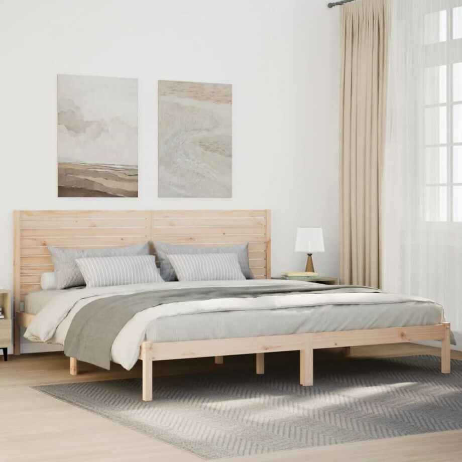 vidaXL Bedframe extra lang zonder matras massief hout 180x210 cm vidaXL Bedframe extra lang zonder matras massief hout 180x210 cm afbeelding 1