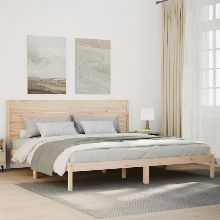 vidaXL Bedframe extra lang zonder matras massief hout 200x210 cm afbeelding 1