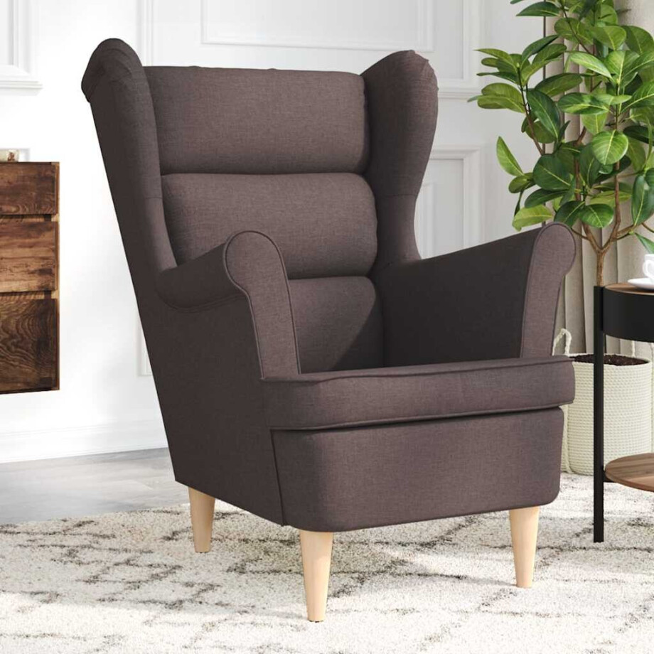 vidaXL Fauteuil 74x84x100 cm stof donkerbruin afbeelding 1