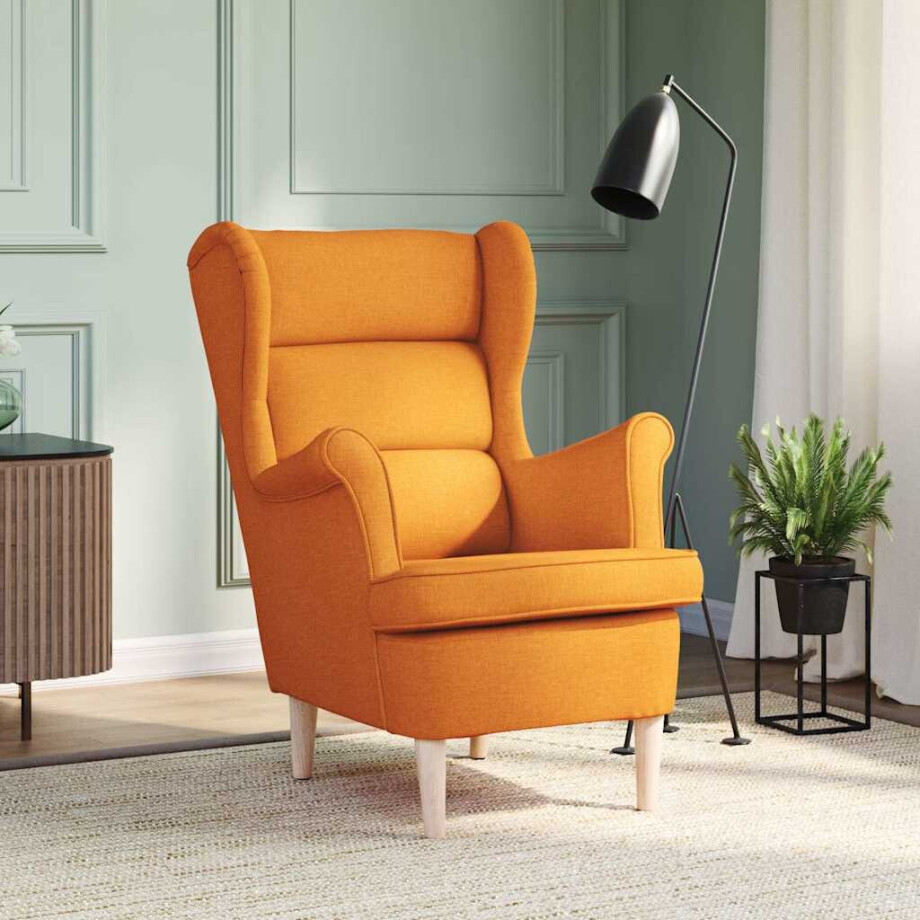 vidaXL Fauteuil 74x84x100 cm stof donkergeel afbeelding 1