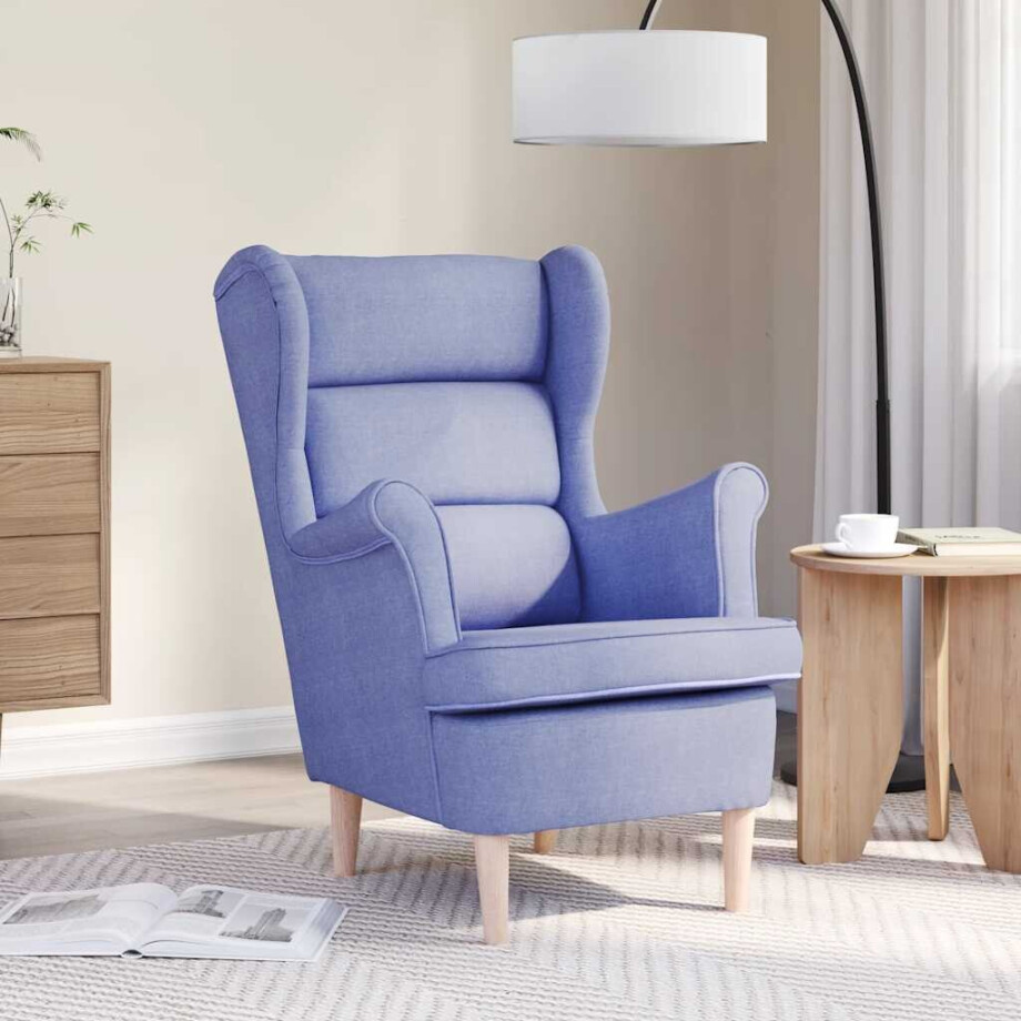 vidaXL Fauteuil 74x84x100 cm stof jeansblauw afbeelding 1