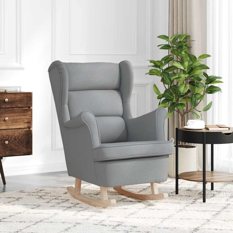 vidaXL Schommelstoel 74x90x102 cm stof lichtgrijs vidaXL Schommelstoel 74x90x102 cm stof lichtgrijs afbeelding 1