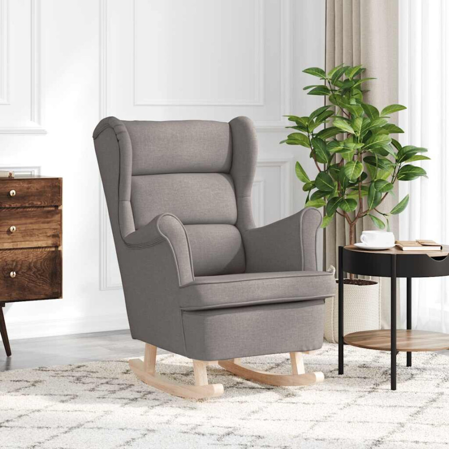 vidaXL Schommelstoel 74x90x102 cm stof taupe vidaXL Schommelstoel 74x90x102 cm stof taupe afbeelding 1
