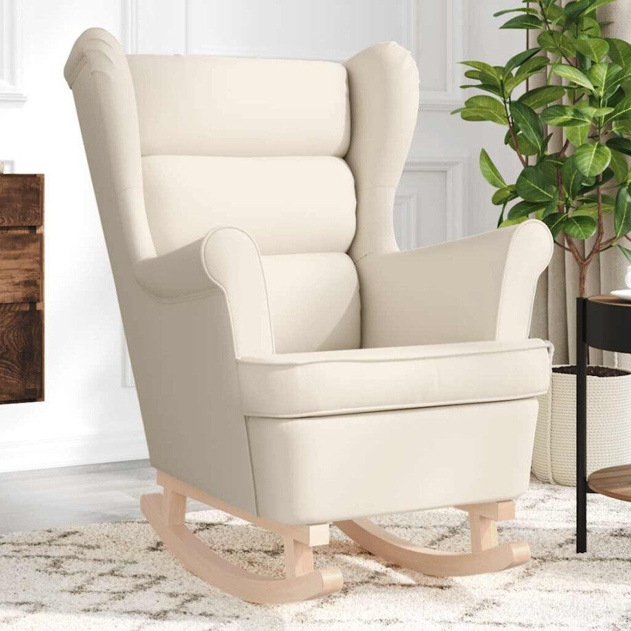 vidaXL Schommelstoel 74x90x102 cm stof crèmekleurig afbeelding 1